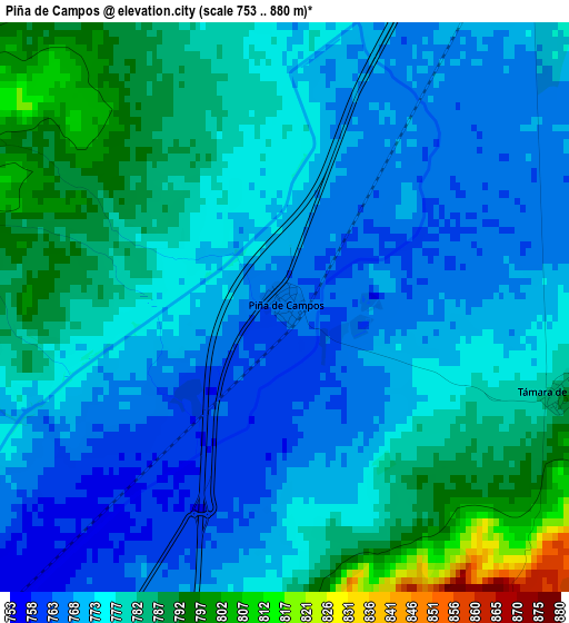 Piña de Campos elevation map