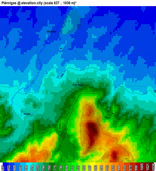 Piérnigas elevation map