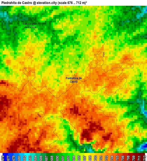 Piedrahita de Castro elevation map
