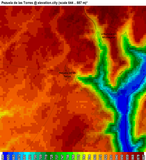 Pezuela de las Torres elevation map