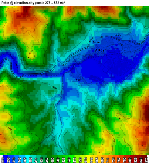 Petín elevation map