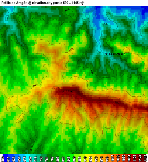 Petilla de Aragón elevation map