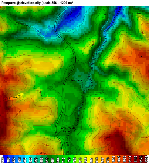 Pesquera elevation map