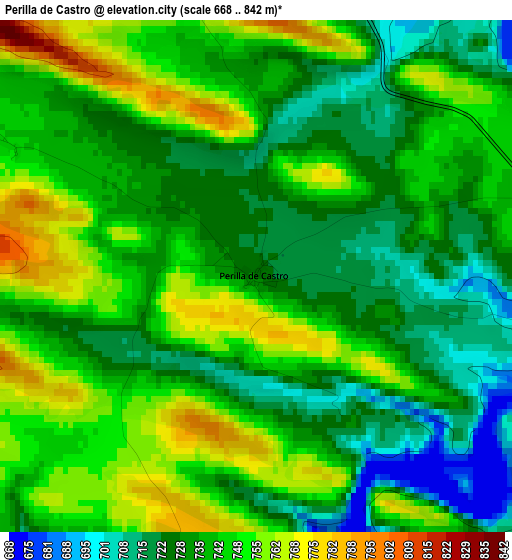 Perilla de Castro elevation map