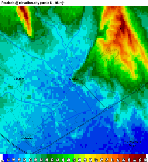 Peralada elevation map