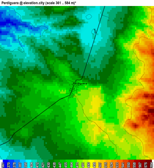 Perdiguera elevation map