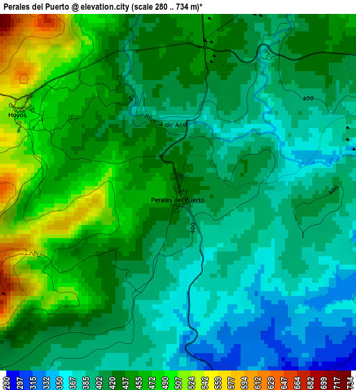 Perales del Puerto elevation map