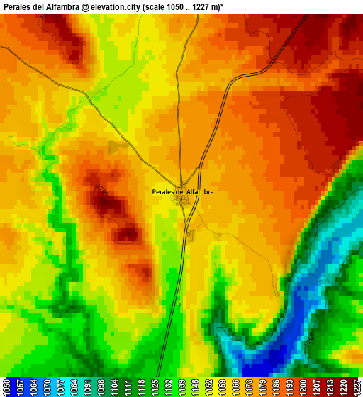 Perales del Alfambra elevation map