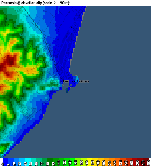 Peníscola elevation map