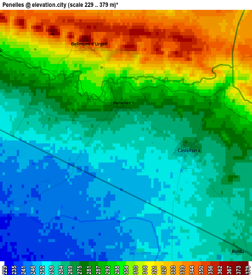 Penelles elevation map