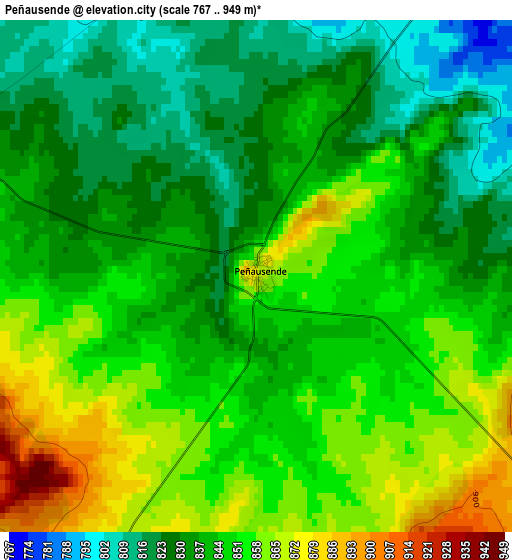 Peñausende elevation map