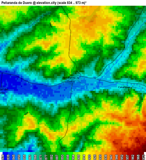 Peñaranda de Duero elevation map