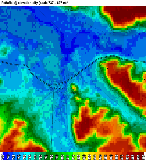 Peñafiel elevation map