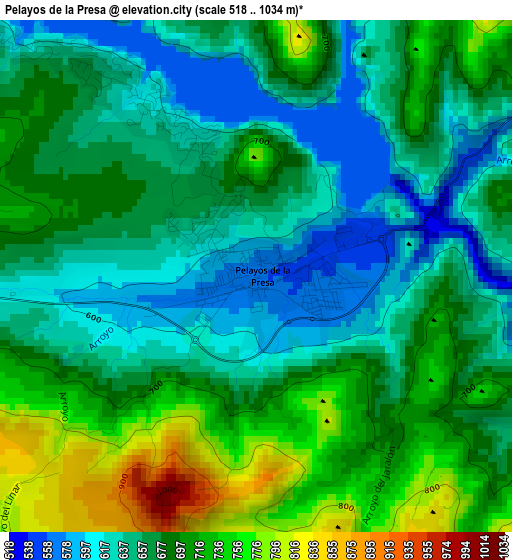 Pelayos de la Presa elevation map