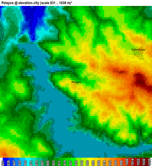 Pelayos elevation map