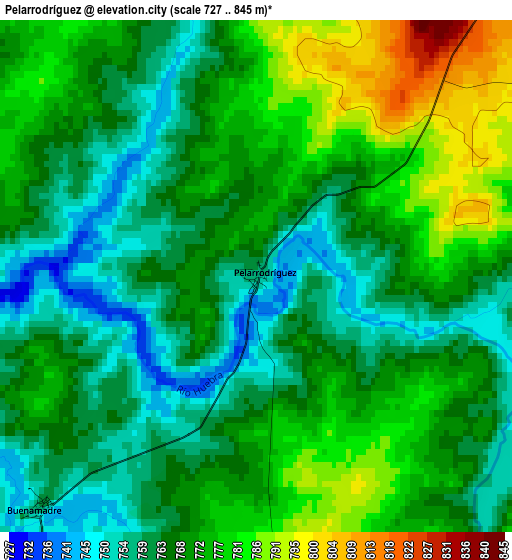 Pelarrodríguez elevation map