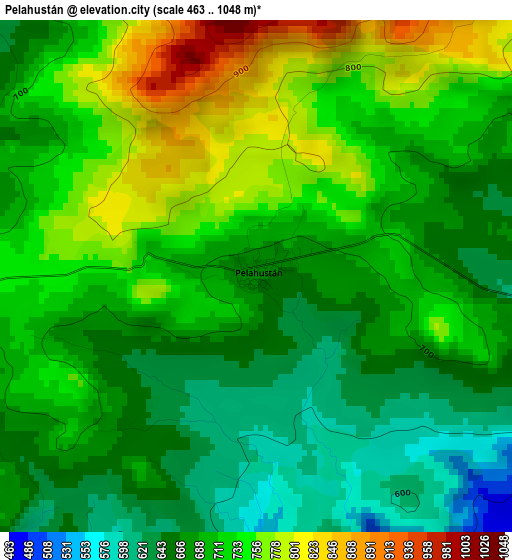 Pelahustán elevation map