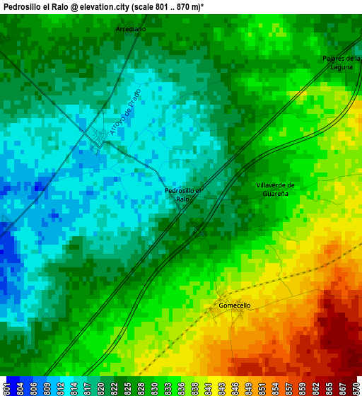 Pedrosillo el Ralo elevation map