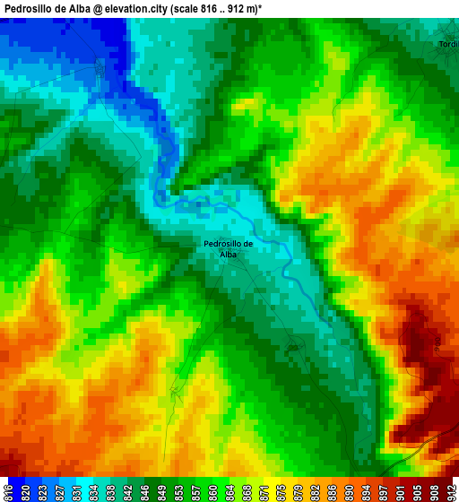 Pedrosillo de Alba elevation map