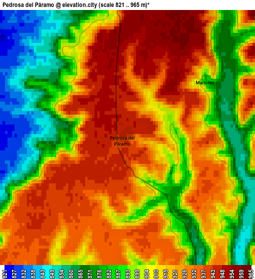 Pedrosa del Páramo elevation map