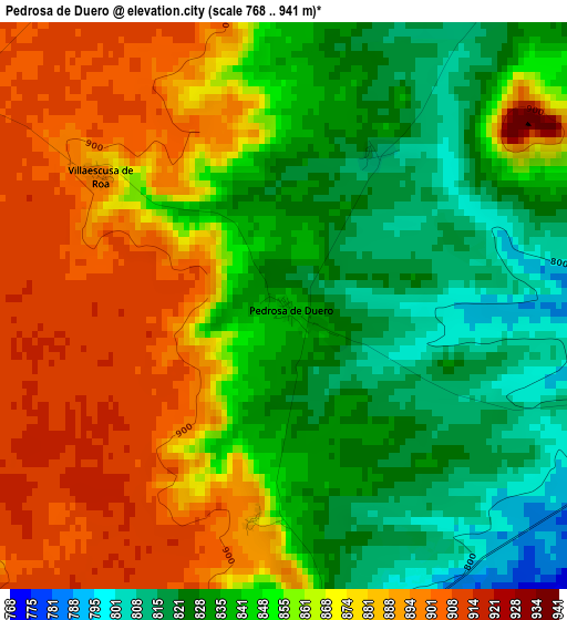 Pedrosa de Duero elevation map