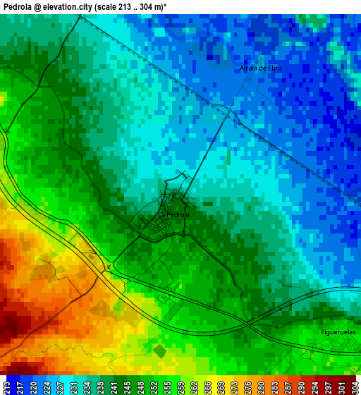 Pedrola elevation map