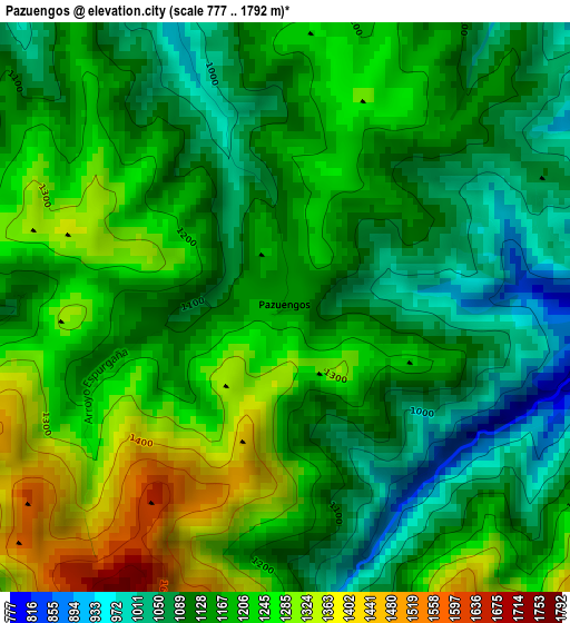 Pazuengos elevation map