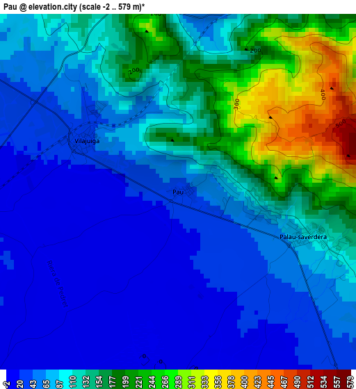 Pau elevation map