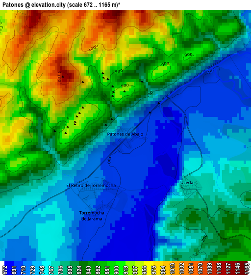 Patones elevation map