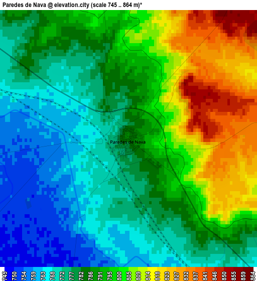 Paredes de Nava elevation map