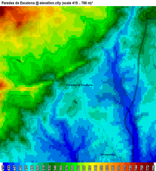 Paredes de Escalona elevation map