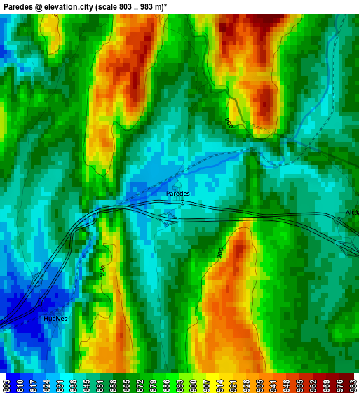 Paredes elevation map