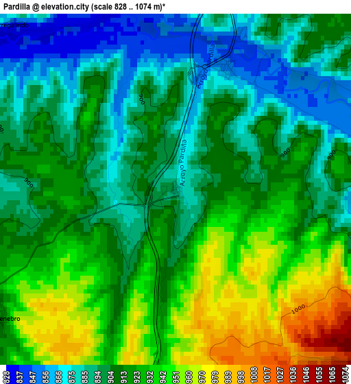 Pardilla elevation map