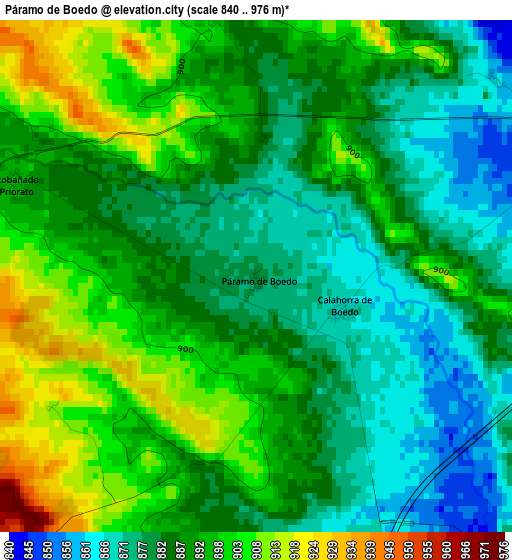 Páramo de Boedo elevation map