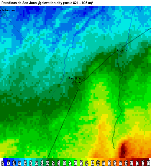 Paradinas de San Juan elevation map