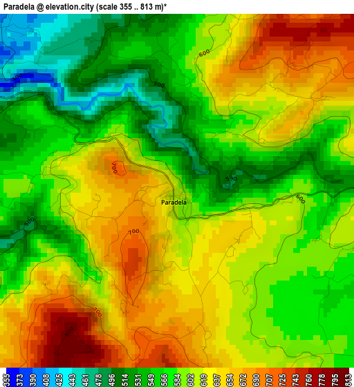 Paradela elevation map