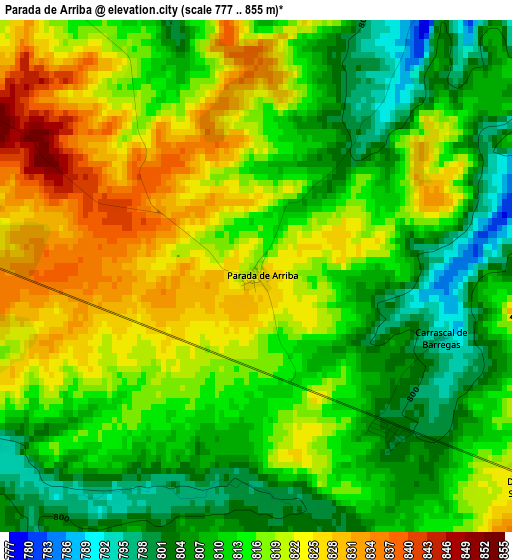 Parada de Arriba elevation map