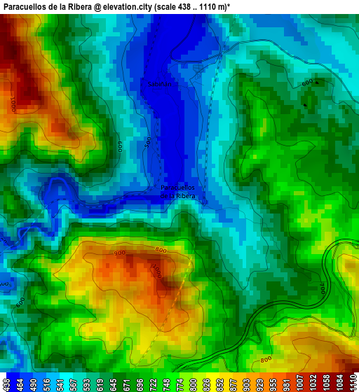 Paracuellos de la Ribera elevation map