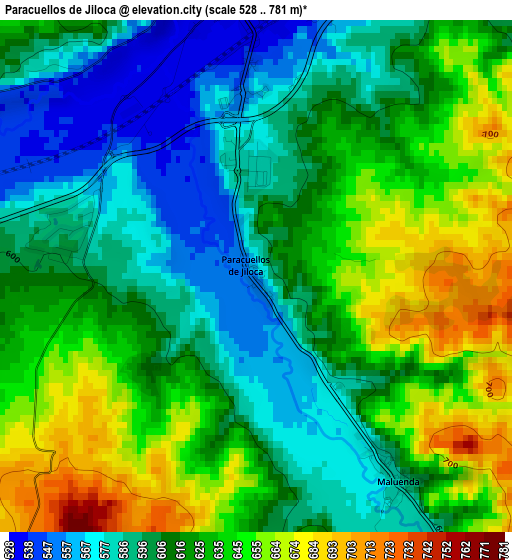 Paracuellos de Jiloca elevation map