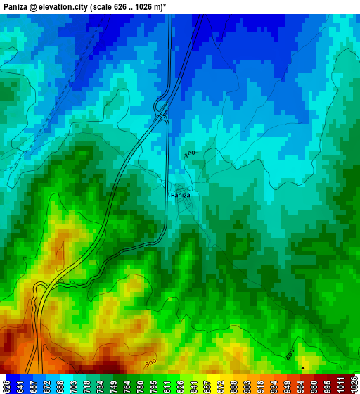 Paniza elevation map