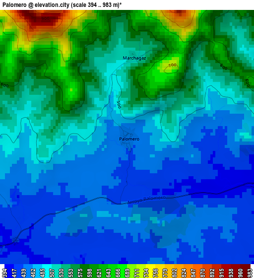 Palomero elevation map