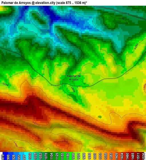 Palomar de Arroyos elevation map