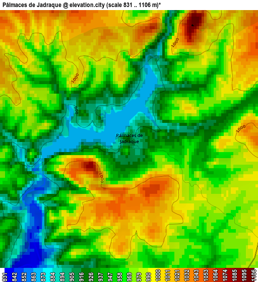 Pálmaces de Jadraque elevation map