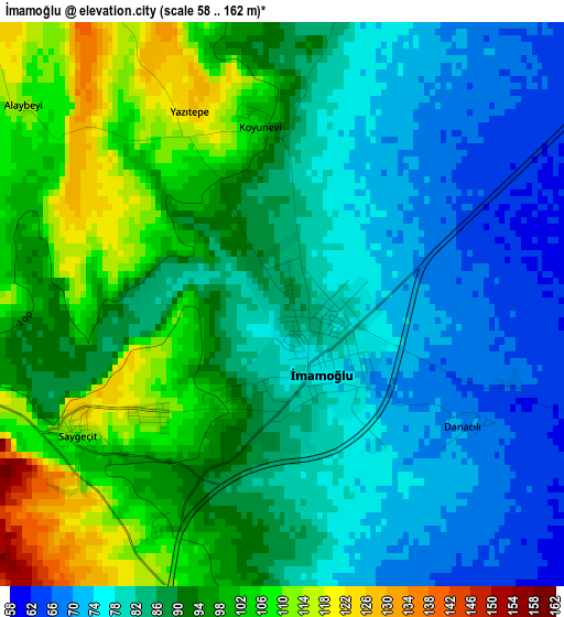 İmamoğlu elevation map