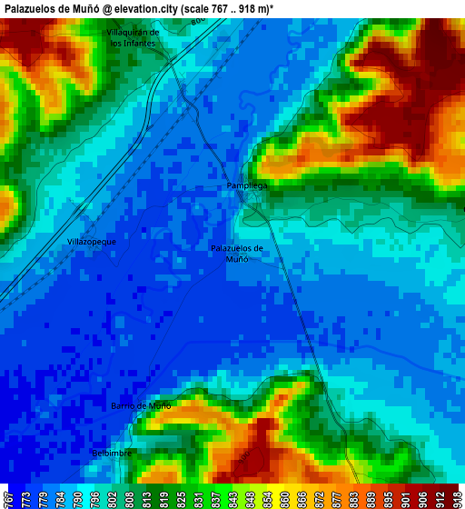 Palazuelos de Muñó elevation map