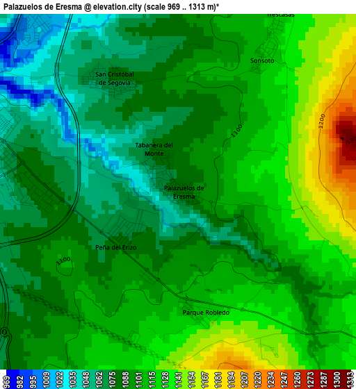 Palazuelos de Eresma elevation map