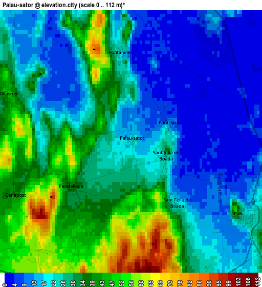 Palau-sator elevation map