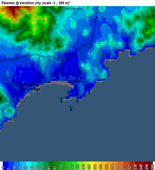 Palamós elevation map