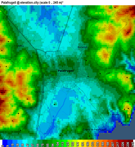 Palafrugell elevation map