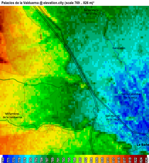 Palacios de la Valduerna elevation map